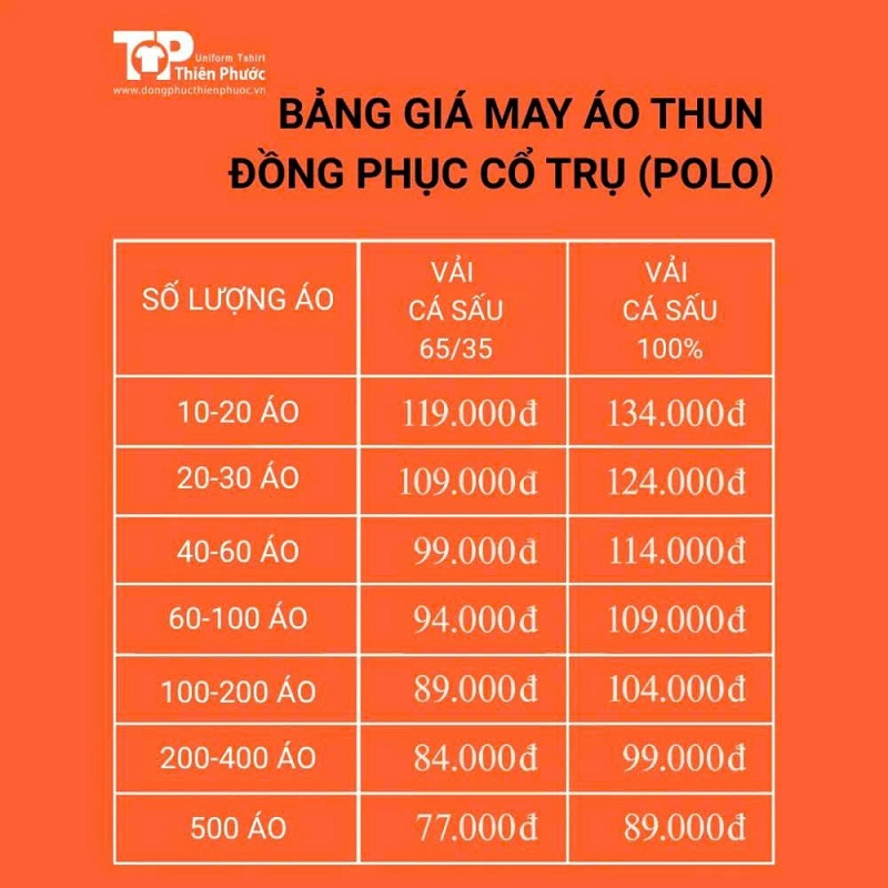 Bảng giá may đồng phục theo yêu cầu tại Phường Phú Định 25