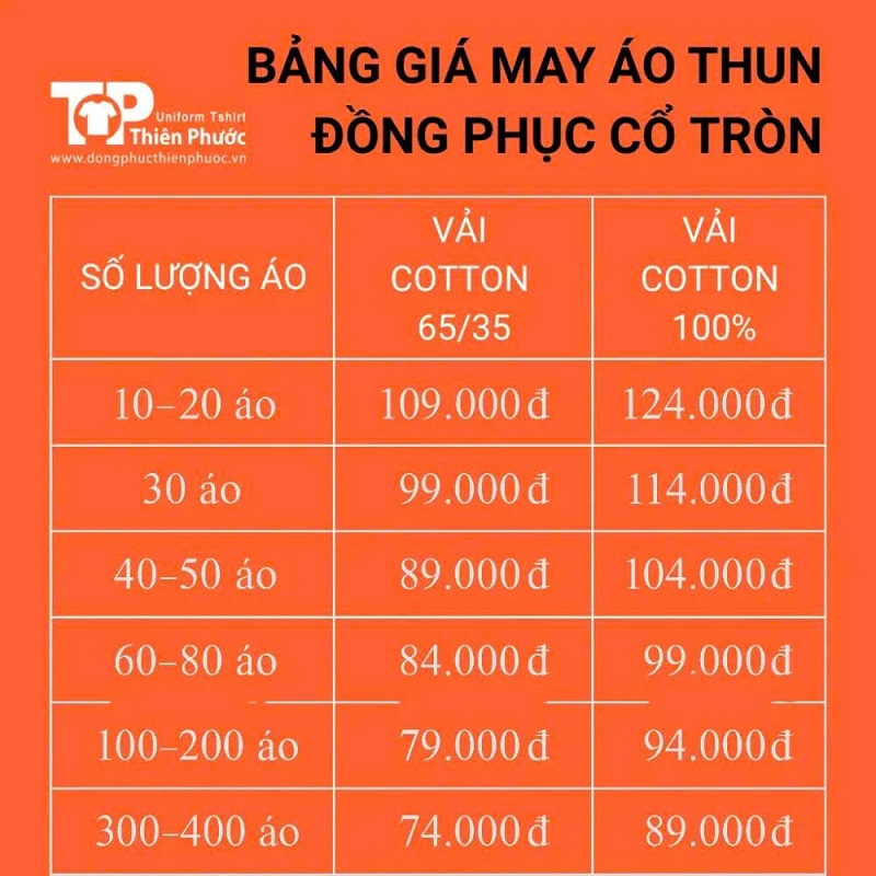 Bảng giá may đồng phục theo yêu cầu tại Phường Phú Định 26