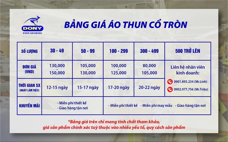 Báo giá may áo thun theo yêu cầu phường Trung Mỹ Tây 19