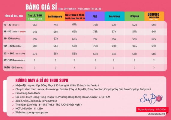 Báo giá may áo thun theo yêu cầu phường Trung Mỹ Tây 23